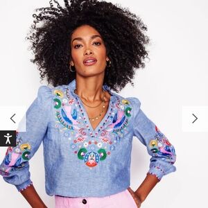 NWT New Boden Grace Linen Top 10